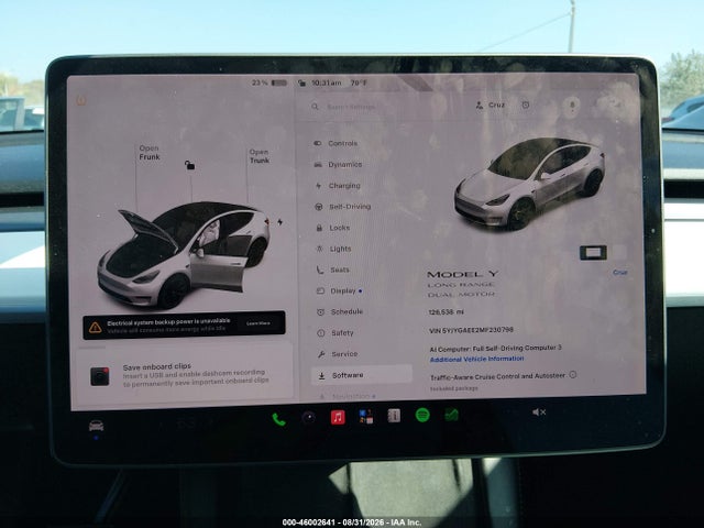 Aukcja sprzedaży 2021 Tesla Model Y Long Range Dual Motor All-wheel Drive, vin: 5YJYGAEE2MF230798, numer aukcji: 46002641