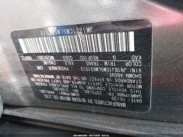 Aukcja sprzedaży 2020 Nissan Rogue Sport Sl Awd Xtronic Cvt, vin: JN1BJ1CW5LW651513, numer aukcji: 46002660