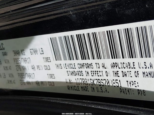 Auction sale of the 2011 Ram Ram 1500 St, vin: 1D7RB1GK7BS703851, lot number: 46002688