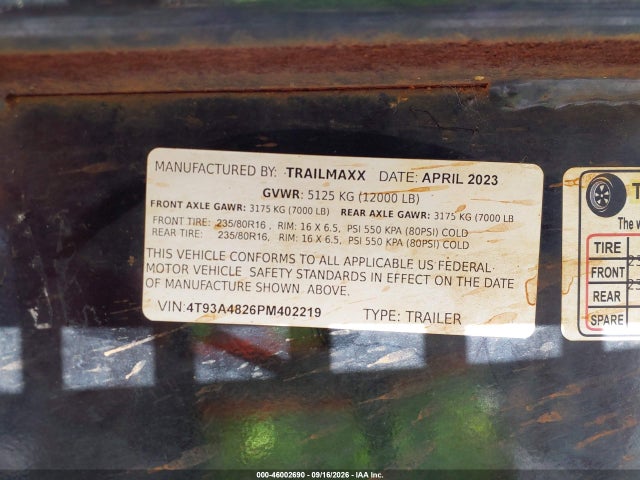 Aukcja sprzedaży 2023 Trailmaxx Auto Hauler, vin: 4T93A4826PM402219, numer aukcji: 46002690