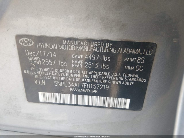 Продаж на аукціоні авто 2015 Hyundai Sonata Sport, vin: 5NPE34AF7FH157219, номер лоту: 46002762