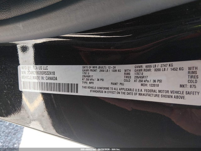 46002764 :رقم المزاد ، 2C4RC1BG9SR532418 vin ، 2025 Chrysler Pacifica Select مزاد بيع
