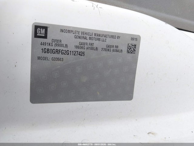 Chevrolet Express Cutaway 3500 2016 1GB0GRFG2G1127426 Image 8