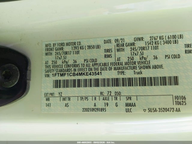 Ford F-150 Xl 2021 1FTMF1CB4MKE43541 Image 9