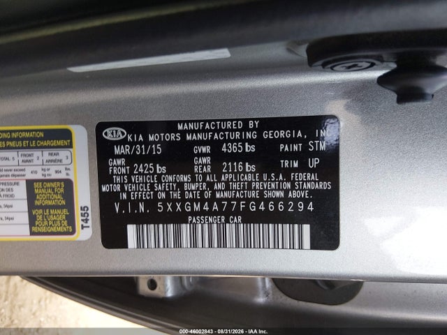 KIA Optima Lx 2015 5XXGM4A77FG466294 Image 9