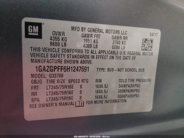 Chevrolet Express 3500 Lt 2017 1GAZGPFF6H1247691 Image 9