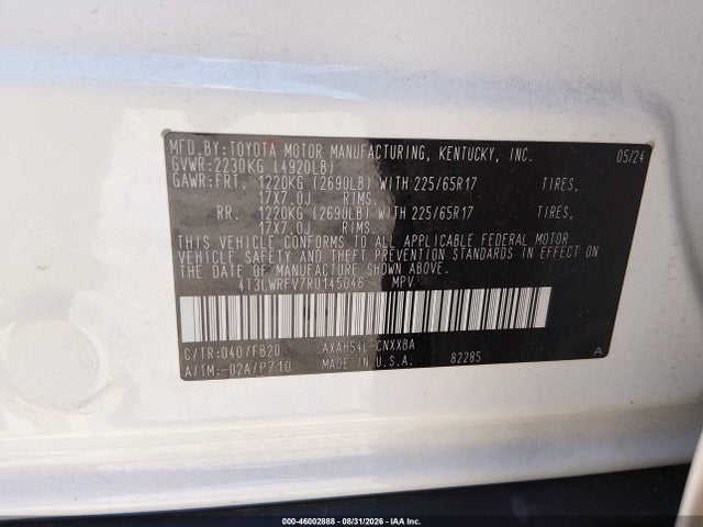 Aukcja sprzedaży 2024 Toyota Rav4 Hybrid Le, vin: 4T3LWRFV7RU145046, numer aukcji: 46002888
