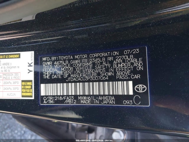 Aukcja sprzedaży 2023 Toyota Prius Prime Se, vin: JTDACACU3P3007064, numer aukcji: 46002905