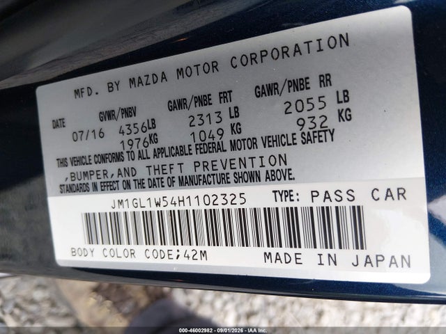 Продажа на аукционе авто 2017 Mazda Mazda6 Grand Touring, vin: JM1GL1W54H1102325, номер лота: 46002982