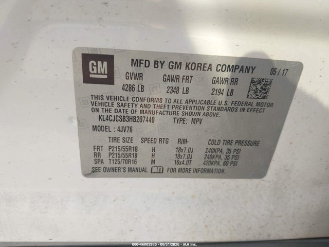 Продажа на аукционе авто 2017 Buick Encore Essence, vin: KL4CJCSB3HB207440, номер лота: 46002985