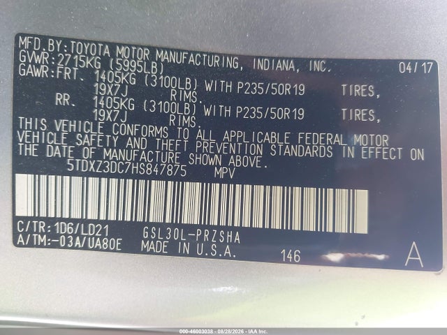 Toyota Sienna Se 8 Passenger 2017 5TDXZ3DC7HS847875 Image 9