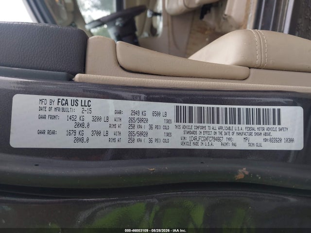 Продажа на аукционе авто 2015 Jeep Grand Cherokee Overland, vin: 1C4RJFCGXFC794867, номер лота: 46003109