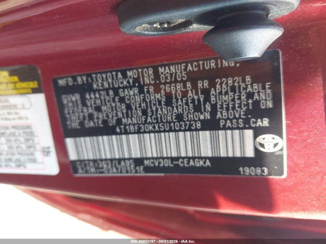 Продажа на аукционе авто 2005 Toyota Camry Xle V6, vin: 4T1BF30KX5U103738, номер лота: 46003197