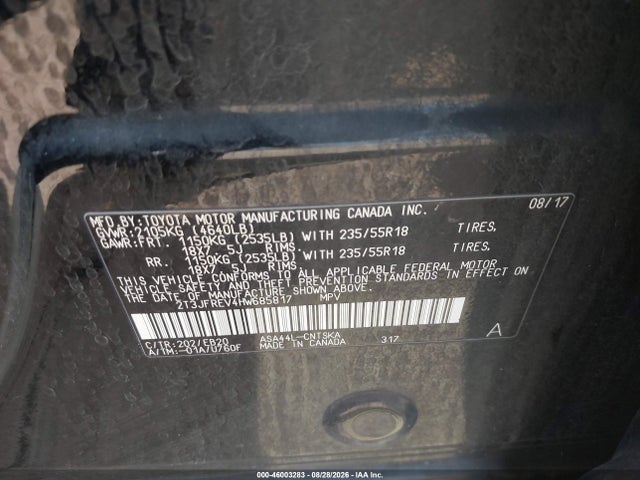 Aukcja sprzedaży 2017 Toyota Rav4 Se, vin: 2T3JFREV4HW685817, numer aukcji: 46003283