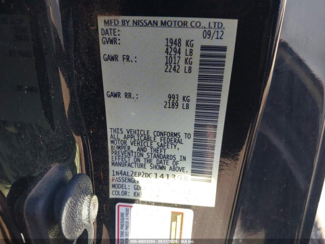 Aukcja sprzedaży 2013 Nissan Altima 2.5 S, vin: 1N4AL2EP2DC141398, numer aukcji: 46003294
