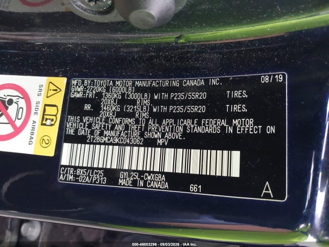 46003296 :رقم المزاد ، 2T2BGMCA9KC043062 vin ، 2019 Lexus Rx 450h F Sport مزاد بيع