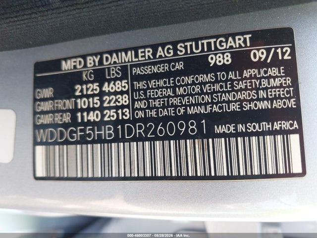 46003307 :رقم المزاد ، WDDGF5HB1DR260981 vin ، 2013 Mercedes-benz C 350 Sport مزاد بيع