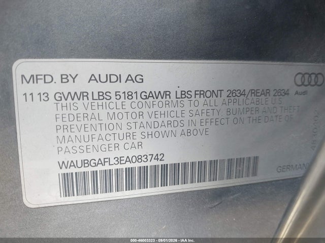 Aukcja sprzedaży 2014 Audi S4 3.0t Premium Plus, vin: WAUBGAFL3EA083742, numer aukcji: 46003323