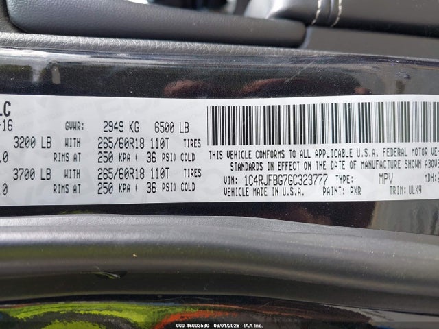 1C4RJFBG7GC323777 Jeep Grand Cherokee Limited
