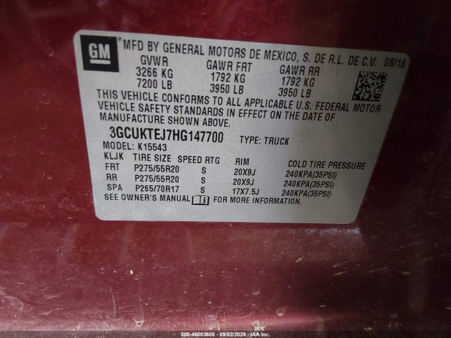 3GCUKTEJ7HG147700 Chevrolet Silverado 1500 High Country