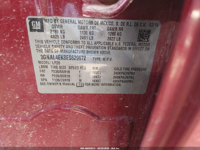 Продаж на аукціоні авто 2014 Chevrolet Captiva Sport Ltz, vin: 3GNAL4EK8ES629672, номер лоту: 46003613