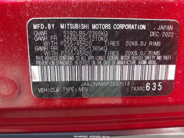 Продаж на аукціоні авто 2023 Mitsubishi Outlander Sel 2.5 2wd/sel Black Edition 2wd, vin: JA4J3VA85PZ030513, номер лоту: 46003632