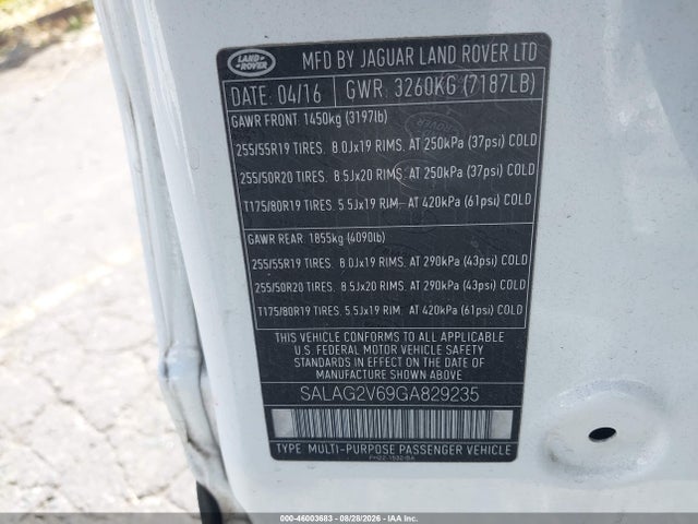 SALAG2V69GA829235 Land Rover LR4