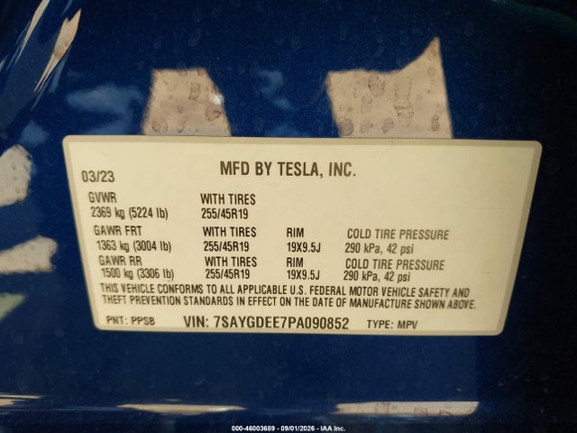 Aukcja sprzedaży 2023 Tesla Model Y Awd/long Range Dual Motor All-wheel Drive, vin: 7SAYGDEE7PA090852, numer aukcji: 46003689