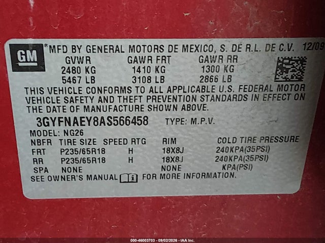 Продаж на аукціоні авто 2010 Cadillac Srx Luxury Collection, vin: 3GYFNAEY8AS566458, номер лоту: 46003703