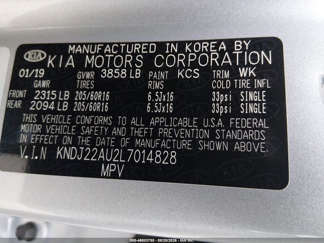 Продажа на аукционе авто 2020 Kia Soul Lx, vin: KNDJ22AU2L7014828, номер лота: 46003785