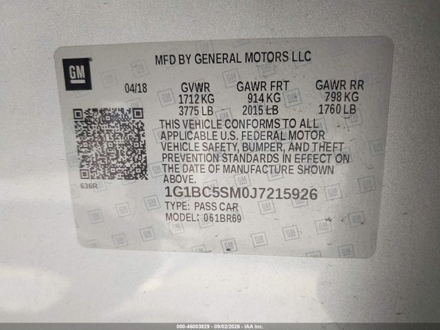 Chevrolet Cruze Ls Auto 2018 1G1BC5SM0J7215926 Image 9