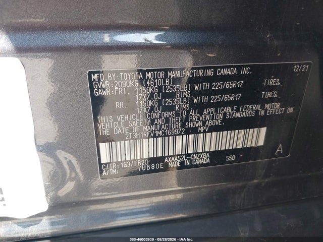 Toyota RAV4 LE 2021 2T3H1RFV1MC169972 Image 9