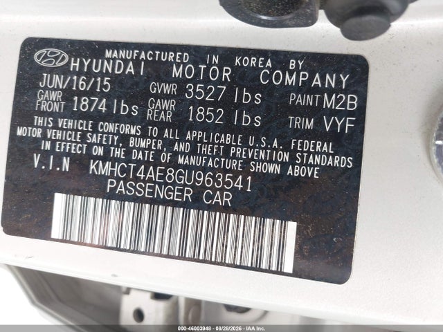 Продаж на аукціоні авто 2016 Hyundai Accent Se, vin: KMHCT4AE8GU963541, номер лоту: 46003948