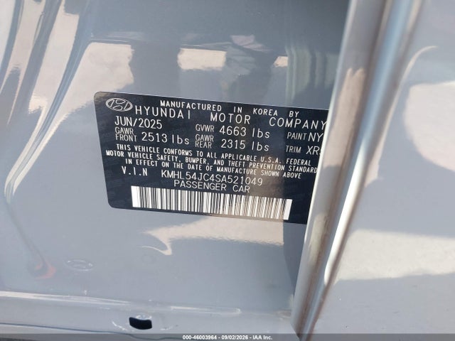 Auction sale of the 2025 Hyundai Sonata N Line, vin: KMHL54JC4SA521049, lot number: 46003964