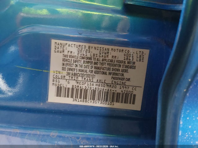 2025 Nissan Sentra Sv მანქანა იყიდება აუქციონზე, vin: 3N1AB8CV3SY300101, აუქციონის ნომერი: 46003976