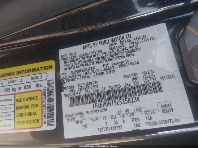 1FA6P0H75E5358234 Ford FUSION SE