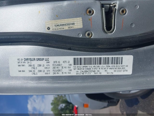 Продажа на аукционе авто 2012 Jeep Patriot Sport, vin: 1C4NJRBB4CD537408, номер лота: 46004019