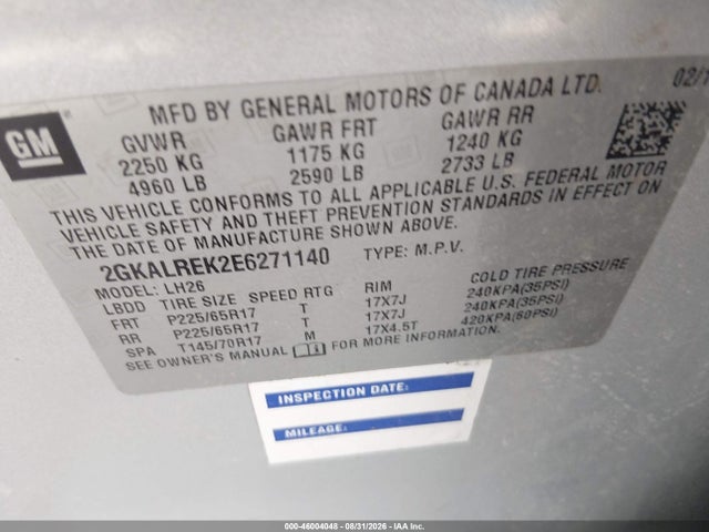 GMC Terrain Sle-2 2014 2GKALREK2E6271140 Image 9