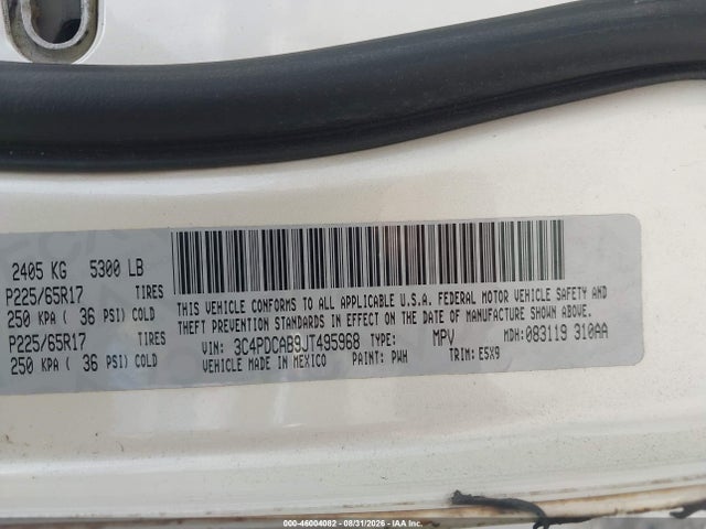 Продажа на аукционе авто 2018 Dodge Journey Se, vin: 3C4PDCAB9JT495968, номер лота: 46004082