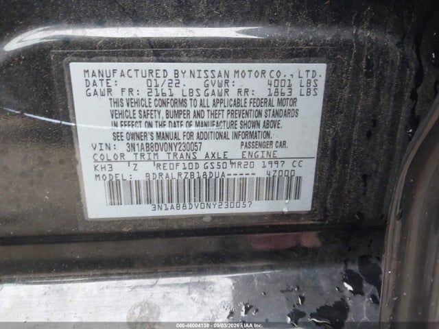 Продажа на аукционе авто 2022 Nissan Sentra Sr Xtronic Cvt, vin: 3N1AB8DV0NY230057, номер лота: 46004136