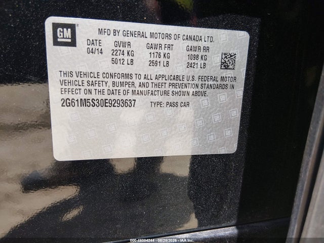 2014 Cadillac Xts Luxury მანქანა იყიდება აუქციონზე, vin: 2G61M5S30E9293637, აუქციონის ნომერი: 46004244