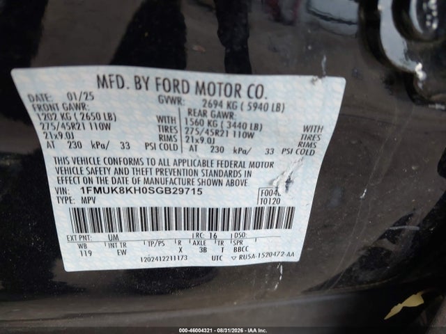 Aukcja sprzedaży 2025 Ford Explorer St-line, vin: 1FMUK8KH0SGB29715, numer aukcji: 46004321