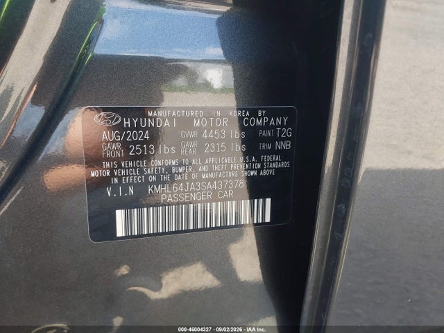 46004327 :رقم المزاد ، KMHL64JA3SA437378 vin ، 2025 Hyundai Sonata Sel مزاد بيع