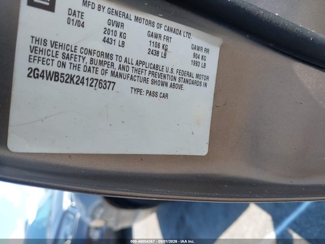 Aukcja sprzedaży 2004 Buick Regal Ls, vin: 2G4WB52K241276377, numer aukcji: 46004367