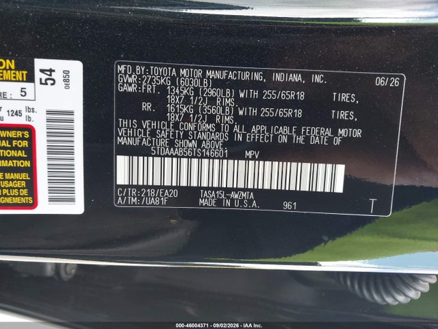 Toyota Grand Highlander Xle 2026 5TDAAAB56TS146601 Image 9