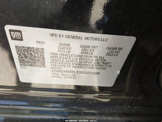 2025 Cadillac Ct4-v V-series Rwd მანქანა იყიდება აუქციონზე, vin: 1G6DH5RL1S0101588, აუქციონის ნომერი: 46004490