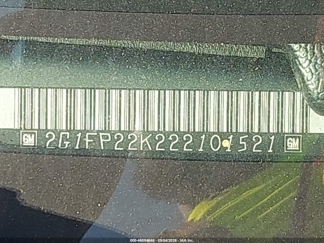 46004646 :رقم المزاد ، 2G1FP22K222101521 vin ، 2002 Chevrolet Camaro مزاد بيع
