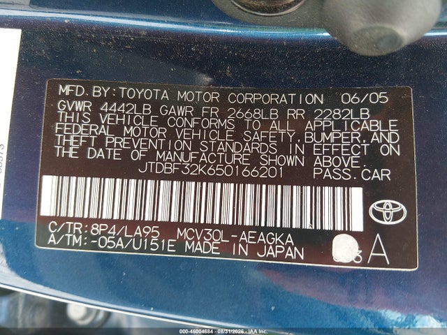 Aukcja sprzedaży 2005 Toyota Camry Xle V6, vin: JTDBF32K650166201, numer aukcji: 46004684