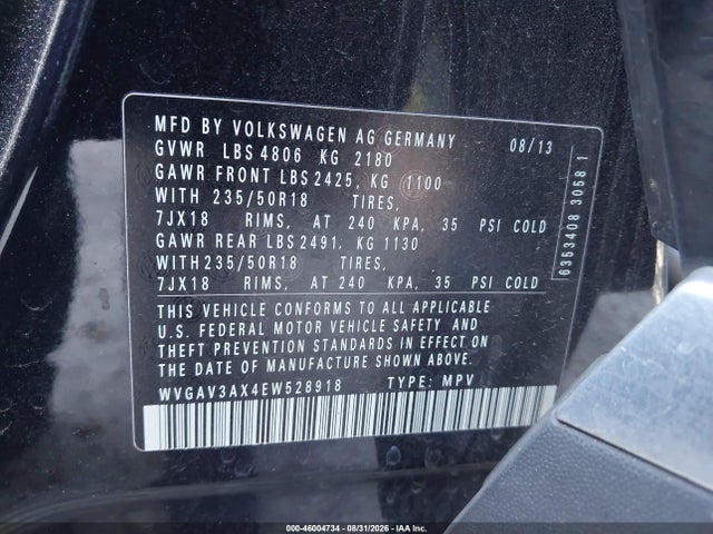 WVGAV3AX4EW528918 Volkswagen TIGUAN SE