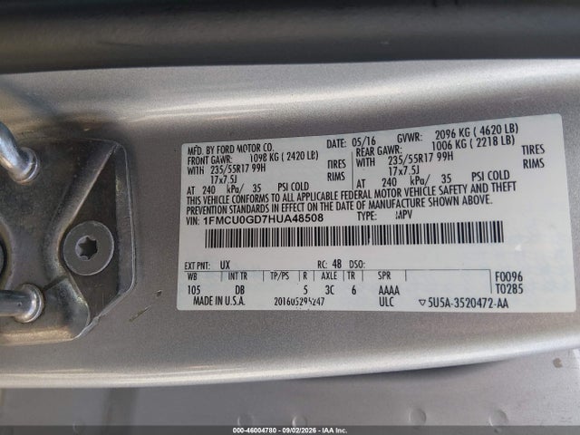 Ford ESCAPE SE 2017 1FMCU0GD7HUA48508 Image 9